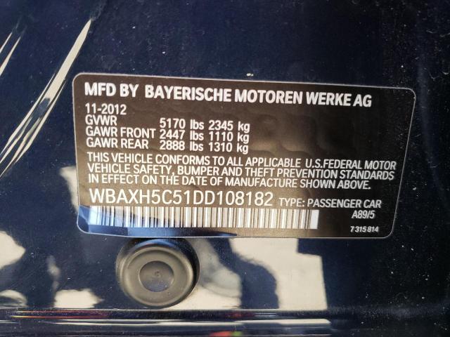 WBAXH5C51DD108182 - 2013 BMW 528 XI BLUE photo 12