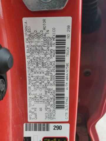 3TMJU62N98M060386 - 2008 TOYOTA TACOMA DOUBLE CAB PRERUNNER RED photo 12