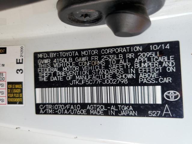 JTKJF5C77FJ002798 - 2015 TOYOTA SCION TC 白色 照片 12