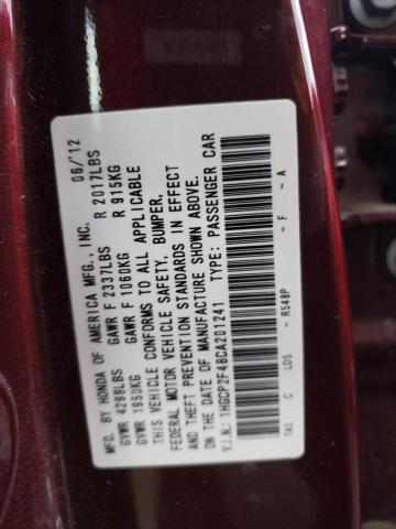 1HGCP2F48CA201241 - 2012 HONDA ACCORD LXP BURGUNDY photo 13