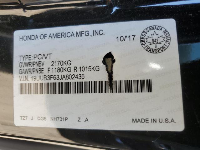 19UUB3F63JA802435 - 2018 ACURA TLX TECH+A შავი ფოტო 12