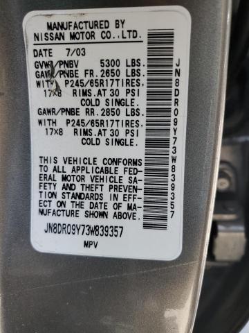 JN8DR09Y73W839357 - 2003 NISSAN PATHFINDER LE 金色 照片 13