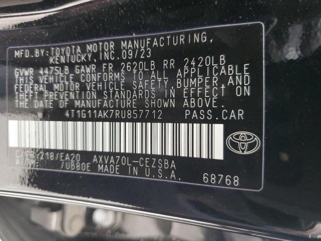 4T1G11AK7RU857712 - 2024 TOYOTA CAMRY SE NIGHT SHADE BLACK photo 13