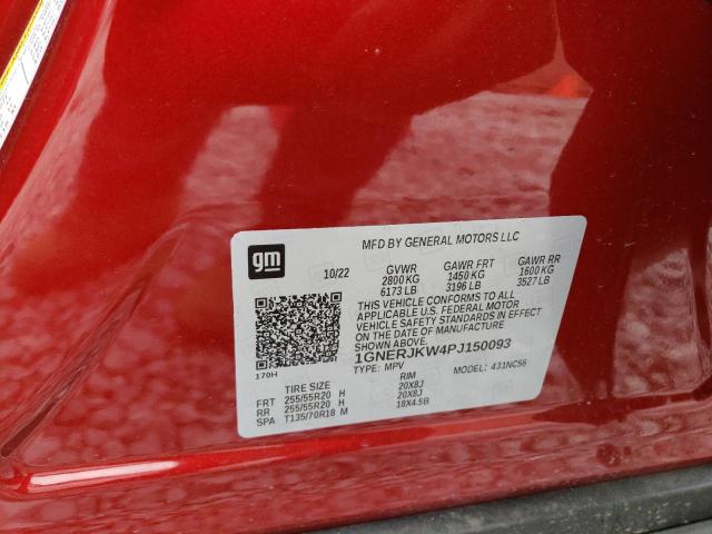 1GNERJKW4PJ150093 - 2023 CHEVROLET TRAVERSE RS RED photo 12