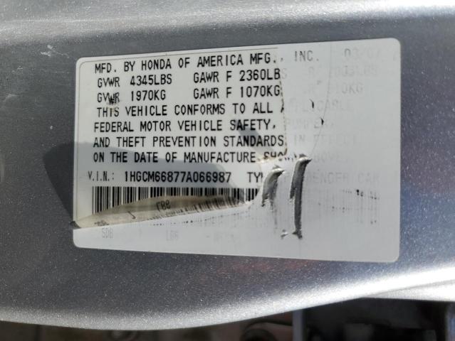 1HGCM66877A066987 - 2007 HONDA ACCORD EX SILVER photo 13