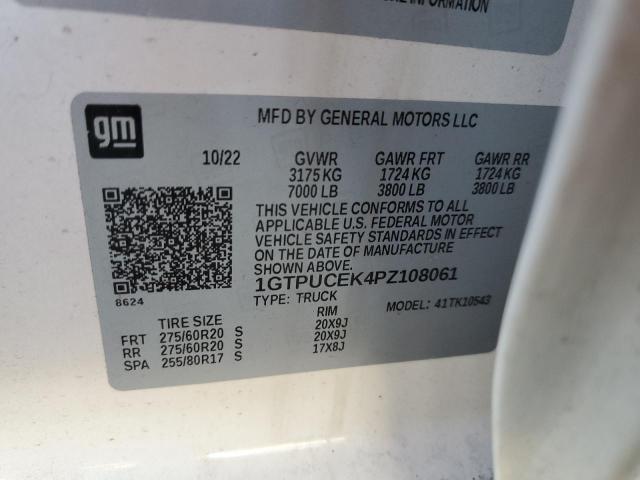 1GTPUCEK4PZ108061 - 2023 GMC SIERRA K1500 ELEVATION WHITE photo 12