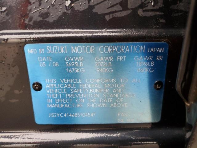 JS2YC414685104547 - 2008 SUZUKI SX4 BLACK photo 12