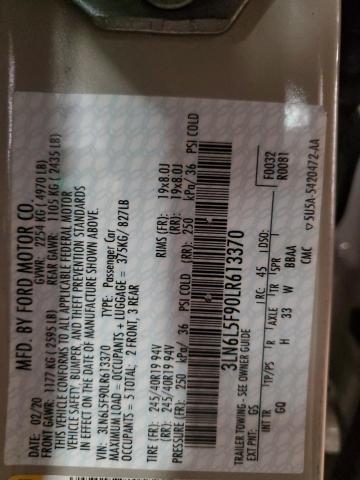 3LN6L5F90LR613370 - 2020 LINCOLN MKZ RESERVE ბეჟი ფოტო 12