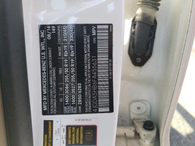 4JGDA5HB6FA455631 - 2015 MERCEDES-BENZ ML 350 4MATIC WHITE photo 13