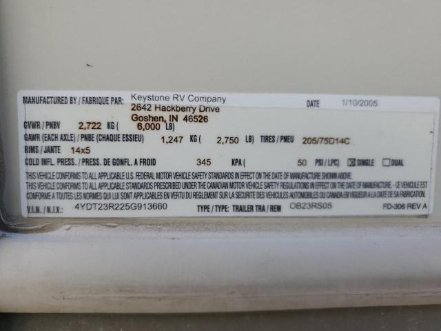 4YDT23R225G913660 - 2005 KEYSTONE OUTBACK TWO TONE photo 10