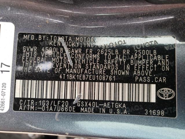 4T1BK1EB7EU108761 - 2014 TOYOTA AVALON BASE 灰色 照片 13