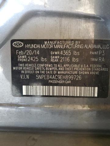 5NPEB4AC9EH899726 - 2014 HYUNDAI SONATA GLS GRAY photo 12