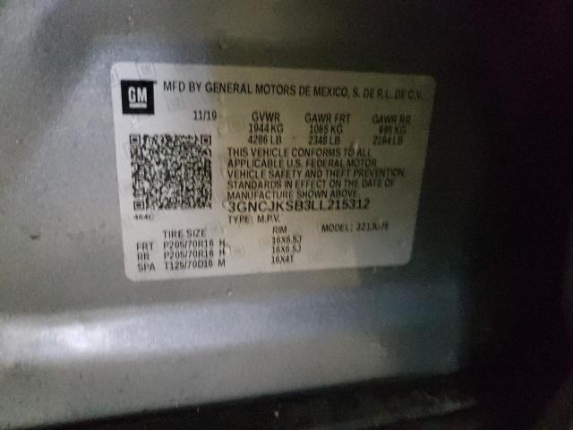 3GNCJKSB3LL215312 - 2020 CHEVROLET TRAX LS GRAY photo 14