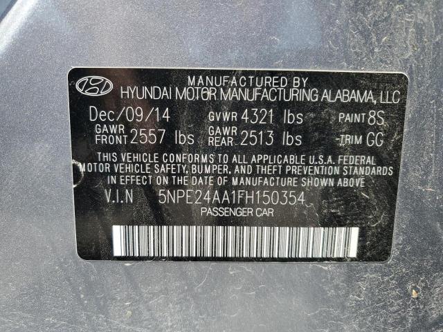 5NPE24AA1FH150354 - 2015 HYUNDAI SONATA ECO GRAY photo 13