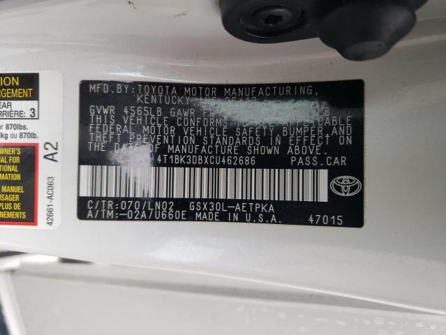 4T1BK3DBXCU462686 - 2012 TOYOTA AVALON BASE Ağ foto 12