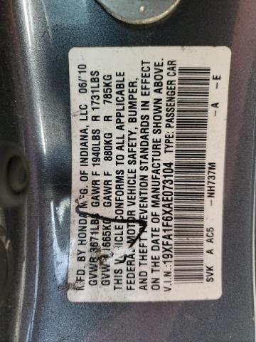 19XFA1F6XAE073104 - 2010 HONDA CIVIC LX-S ნაცრისფერი ფოტო 13