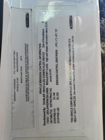 3AKJHHDR5KSKU9509 - 2019 FREIGHTLINER CASCADIA 1 Weiß Foto 10