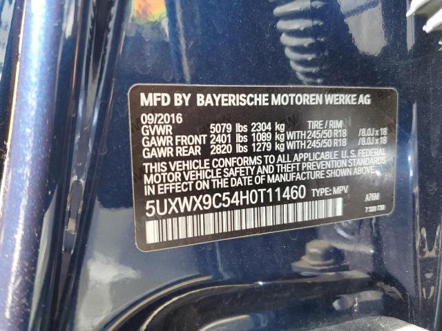 5UXWX9C54H0T11460 - 2017 BMW X3 XDRIVE28I BLUE photo 14