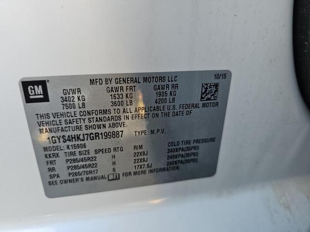 1GYS4HKJ7GR199887 - 2016 CADILLAC ESCALADE ESV LUXURY WHITE photo 10