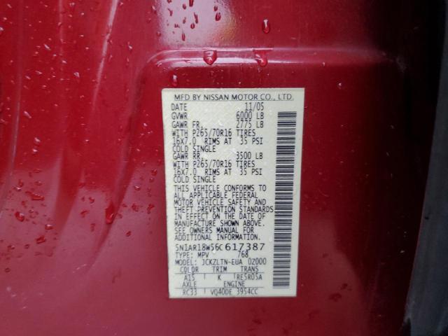 5N1AR18W56C617387 - 2006 NISSAN PATHFINDER LE 勃艮第红 照片 13