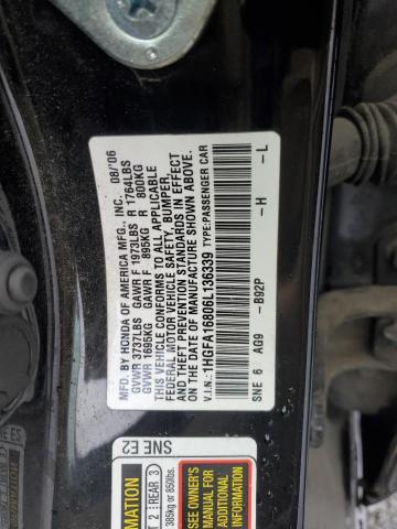 1HGFA16806L136339 - 2006 HONDA CIVIC EX BLACK photo 12