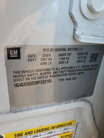 1G4GE5GD5BF322165 - 2011 BUICK LACROSSE CXS WHITE photo 12