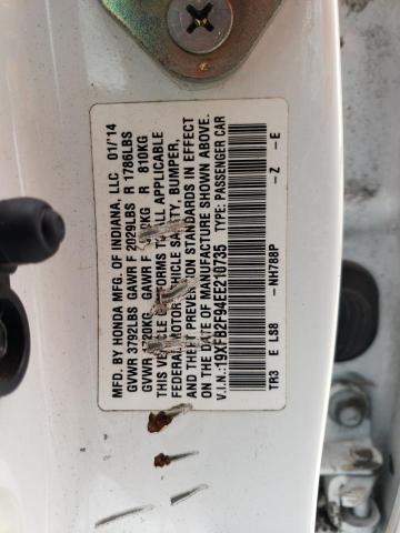 19XFB2F94EE210735 - 2014 HONDA CIVIC EXL თეთრი ფოტო 12
