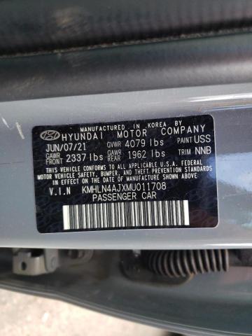 KMHLN4AJXMU011708 - 2021 HYUNDAI ELANTRA LIMITED GRAY photo 10