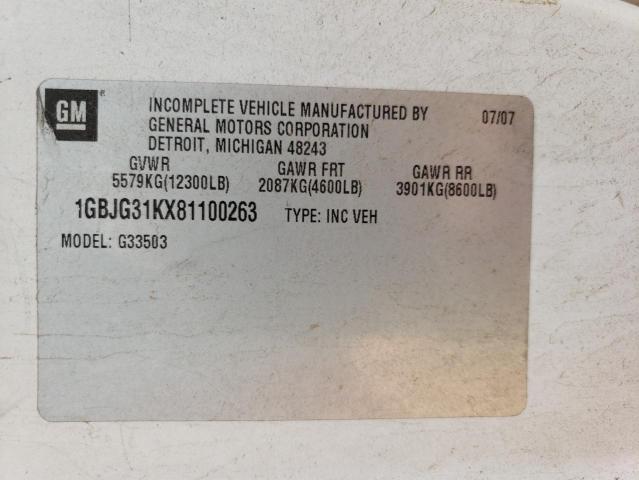 1GBJG31KX81100263 - 2008 CHEVROLET EXPRESS G3 WHITE photo 13