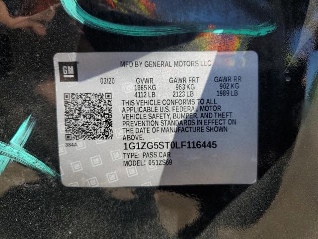 1G1ZG5ST0LF116445 - 2020 CHEVROLET MALIBU RS 黑色 照片 13