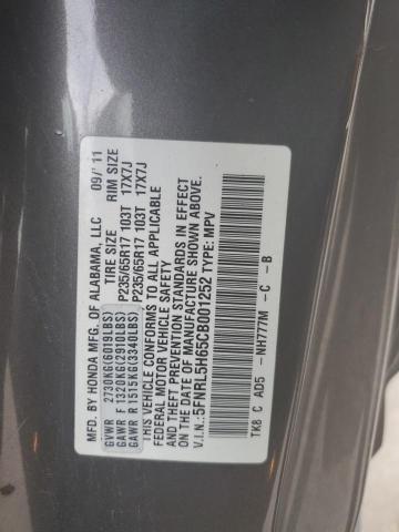 5FNRL5H65CB001252 - 2012 HONDA ODYSSEY EXL GRAY photo 13