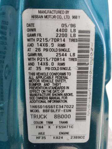 1N6SD16S6TC347022 - 1996 NISSAN TRUCK KING CAB SE GREEN photo 12