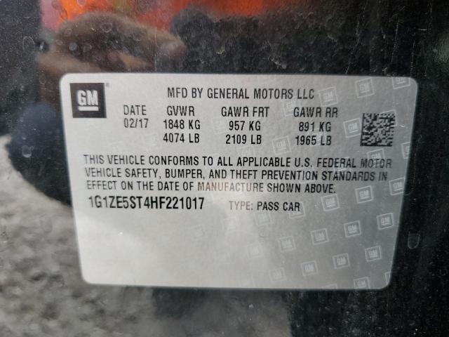 1G1ZE5ST4HF221017 - 2017 CHEVROLET MALIBU LT შავი ფოტო 13