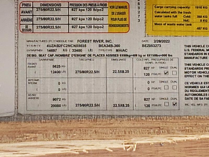 4UZAB2FC2NCNX5035 - 2022 FREIGHTLINER CHASSIS XC BLACK photo 10