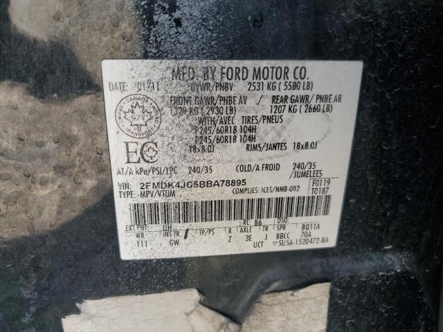 2FMDK4JC5BBA78895 - 2011 FORD EDGE SEL BLACK photo 13