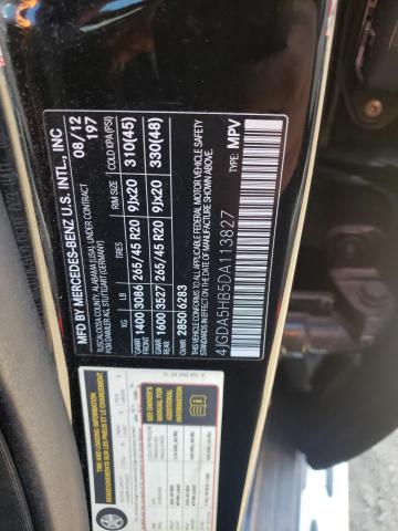 4JGDA5HB5DA113827 - 2013 MERCEDES-BENZ ML 350 4MATIC BLACK photo 12