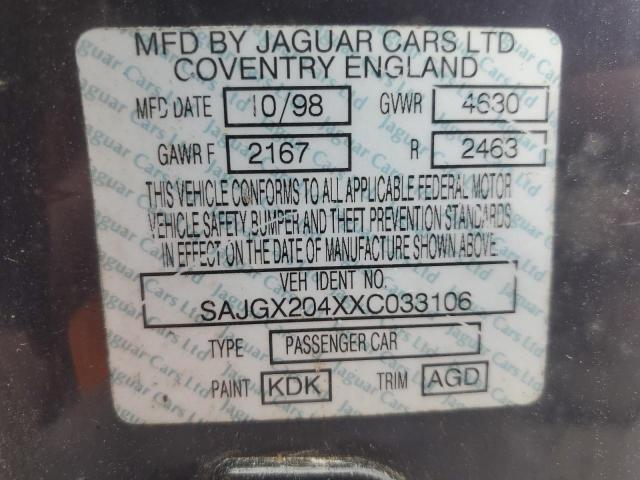 SAJGX204XXC033106 - 1999 JAGUAR XK8 BLACK photo 12