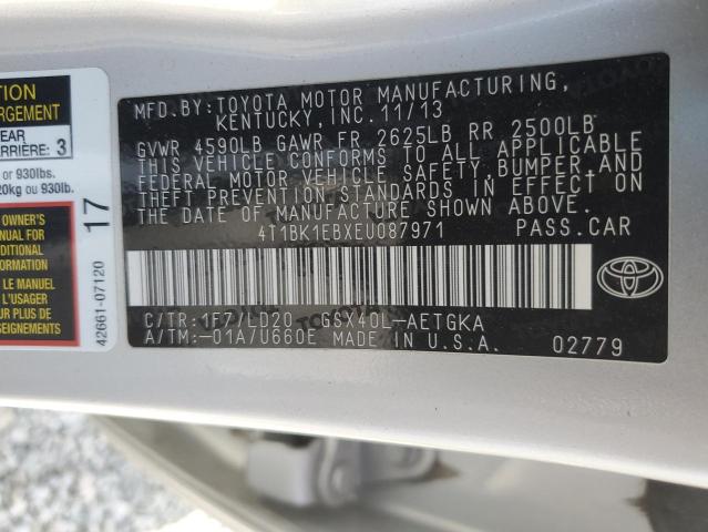 4T1BK1EBXEU087971 - 2014 TOYOTA AVALON BASE 银色 照片 12