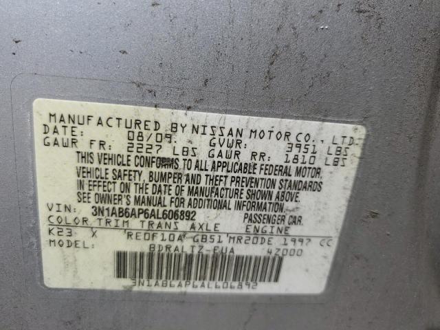 3N1AB6AP6AL606892 - 2010 NISSAN SENTRA 2.0 SILVER photo 12