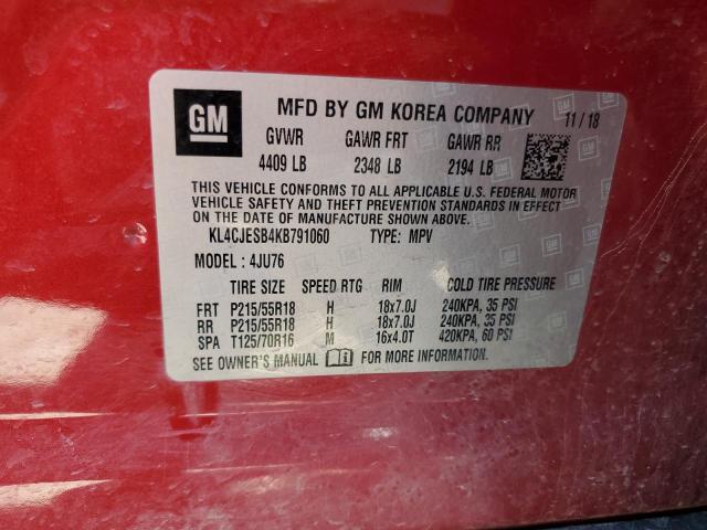 KL4CJESB4KB791060 - 2019 BUICK ENCORE PREFERRED RED photo 13