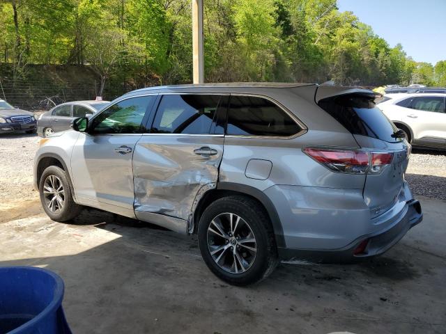 5TDKKRFH6GS131302 - 2016 TOYOTA HIGHLANDER XLE GRAY photo 2