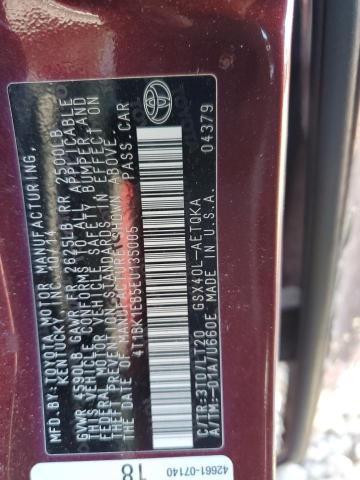 4T1BK1EB5EU135005 - 2014 TOYOTA AVALON BASE BURGUNDY photo 12