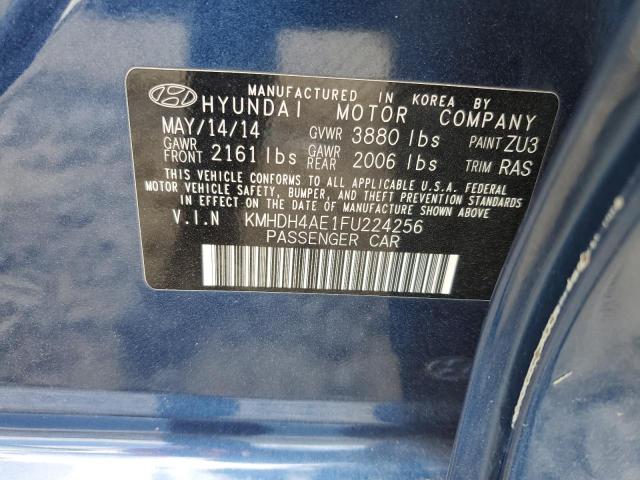 KMHDH4AE1FU224256 - 2015 HYUNDAI ELANTRA SE BLUE photo 12