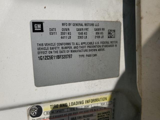 1G1ZC5E11BF320787 - 2011 CHEVROLET MALIBU 1LT WHITE photo 12