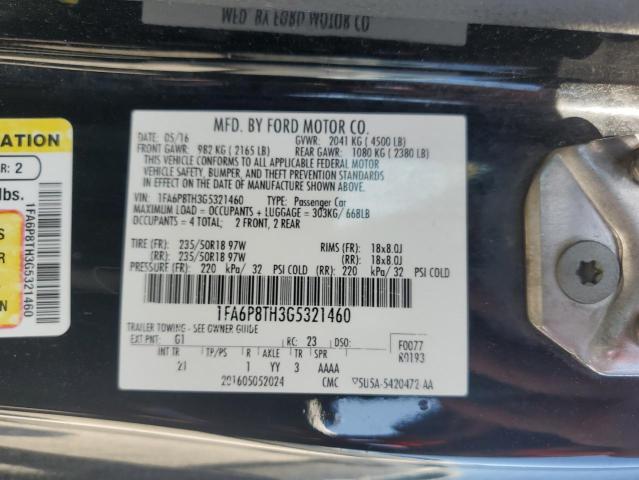 1FA6P8TH3G5321460 - 2016 FORD MUSTANG BLACK photo 13