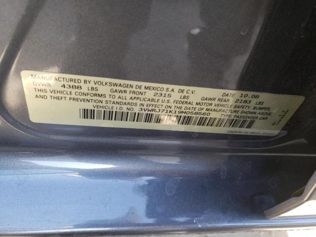 3VWRJ71K19M058560 - 2009 VOLKSWAGEN JETTA WOLFSBURG 灰色 照片 12