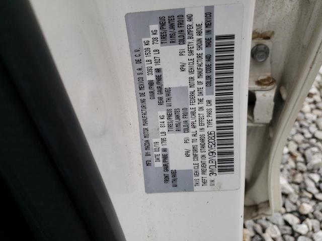 3MYDLBYV9KY520826 - 2019 TOYOTA YARIS L WHITE photo 12