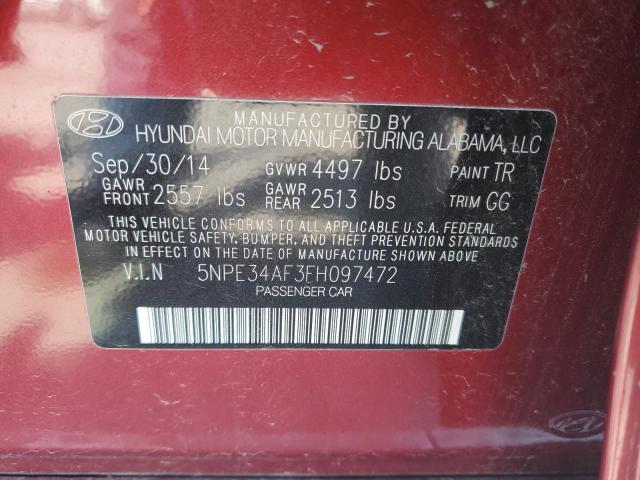 5NPE34AF3FH097472 - 2015 HYUNDAI SONATA SPORT BURGUNDY photo 12