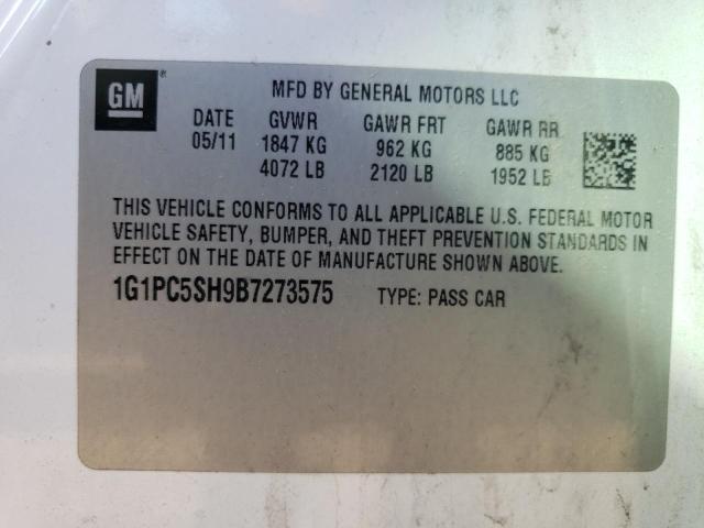 1G1PC5SH9B7273575 - 2011 CHEVROLET CRUZE LS WHITE photo 12