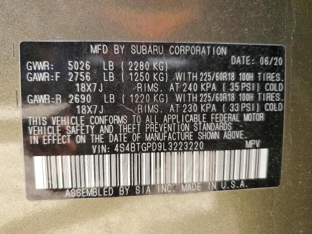 4S4BTGPD9L3223220 - 2020 SUBARU OUTBACK TOURING LDL Կանաչ լուսանկար 14